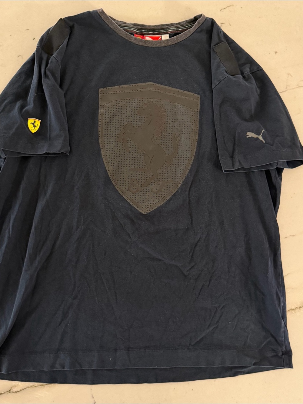 Puma Shirt Mens XL Black Ferrari Shield Graphic Tee Racing Sports Car